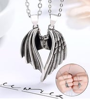 Mıknatıslı Melek Şeytan Kanat Kadın Erkek Sevgili Kolyesi  bbk31 (Metal)