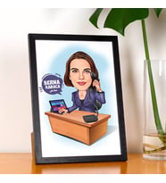 Kişiye Özel Sekreter Kadın Karikatürlü Resim Çerçevesi