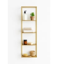 Firuze Metal Banyo, Mutfak ve Antre Duvar Rafı Gold