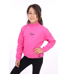 Toontoy Kız Çocuk Nakışlı Sweatshirt (Fuşya)