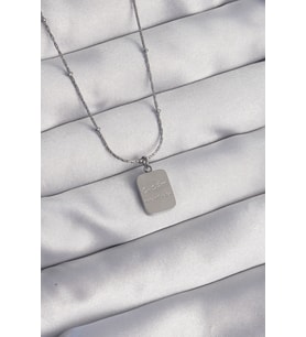 316L Çelik Gümüş Renk Kare Charm Model Kolye