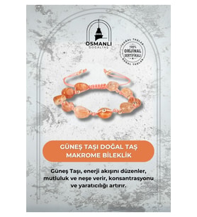 Güneş Taşı Natürel Kesim Doğal Taş Makrome Bileklik