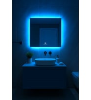 Digital Hayat Buğu Çözücü Kare Led Ayna 50-80cm Dokunmatik Dimli Beyaz Günışığı Amber Mavi Kırmızı Banyo Makyaj