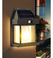 5W Solar / Güneş Enerjili Led Ampullü Duvar Fener Aplik 3200K - Sarı Işık (Günışığı)