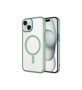 Apple iPhone 15 Uyumlu Kılıf Wireless Şarj Özellikli Sert PC Zore Mat Riksos M-safe Kapak (Açık Yeşil)