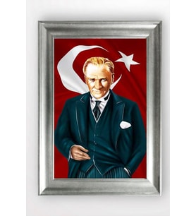 Gümüş Çerçeveli Atatürk Tablo cv701