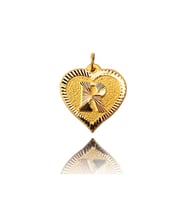 0.25 Gram 14 Ayar R Harfi Kalp Kolye Ucu