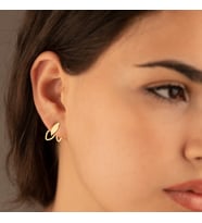 DKMN Gümüş 925 Ayar Gümüş Yaprak Desenli Ear Jacket Gümüş Küpe (Gold)