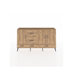 Arges Konsol 4 Raflı 5 Çekmeceli 3 Kapaklı 176x30x99 Çam-Çam