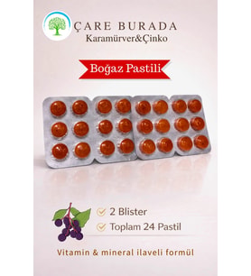 ÇareBurada Karamürver & Çinko Boğaz Pastili 24 Adet