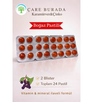 ÇareBurada Karamürver & Çinko Boğaz Pastili 24 Adet