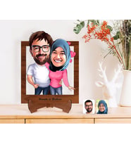 BK Gift Kişiye Özel Sevgililer Karikatürlü Ahşap Standlı 3D Biblo-58 (Beyaz)
