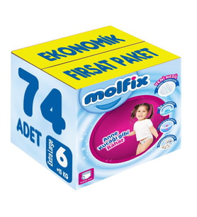 Molfix Külot Bebek Bezi Beden:6 (15+KG) Extra Large 74 Adet Ekonomik Fırsat Pk
