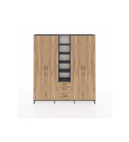 Arges Gardrop 17 Raflı 3 Çekmeceli 4 Kapaklı 220x30x243 Antrasit-Çam