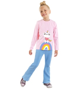 Catcorn Kız Çocuk T-shirt Pantolon Takım (Pembe)