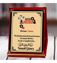 Kontrol Mühendisi Baskılı Plaket (1. Tasarım)  Kişiye Özel (Kırmızı)
