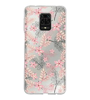 Xiaomi Redmi Note 9 Pro Uyumlu Kapak Floral Kırmızı Tasarımlı Şeffaf Silikon Kılıf