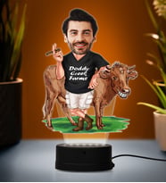 Doğum Günü Hediyesi,Sevgiliye Hediye, Kişiye Özel Fotoğraflı Çiftçi Karikatür 3D Led Lamba (Beyaz)