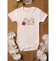 I Love You Organik Baskılı %100 Pamuklu Ekru