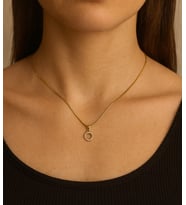 Fıora O Harfi  Çelik Zirkon Taşlı Harf Kolye Sade Şık Gold Ayarlanabilir Zincir Sevgiliye Arkadaşa Eşe Anneye Hediyelik