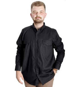 Mode XL Erkek Gömlek UKol Gabardin Çift Cep 20360 Siyah