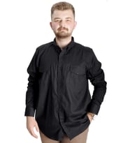 Mode XL Erkek Gömlek UKol Gabardin Çift Cep 20360 Siyah