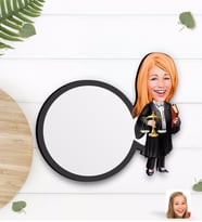 BK Gift Kişiye Özel Kadın Avukat Karikatürlü Ahşap Bardak Altlığı-1