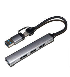 Technow Airsky 4 in 1 Type C-USB 3.0 4X Usb 3.0 Çoklayıcı Çevirici (Gri)