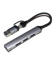 Technow Airsky 4 in 1 Type C-USB 3.0 4X Usb 3.0 Çoklayıcı Çevirici (Gri)