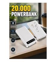 20.000mAh PD Powerbank LCD Ekranlı LED Işıklı Dahili Kablolu Çift USB Şarj Cihazı
