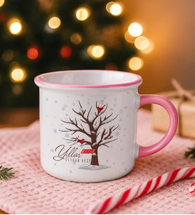BK Gift Kişiye Özel İsimli Yılbaşı Tasarımlı Pembe Emaye Kupa Bardak -10, Arkadaşa Hediye, Yeni Yıl Hediyesi
