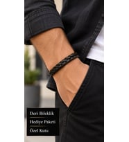 Navello Darkplait Haki Deri Erkek Bileklik - Geniş Çift Örgü Dokulu Tasarım
