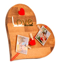 Kişiye Özel Fotoğraf Baskılı Love Aynalı Ahşap Kalp Tasarım