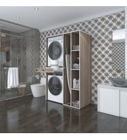 Kenzlife çamaşır-kurutma makinesi dolabı gutas sağ crd 187*120*60 çekmeceli banyo (Beyaz)