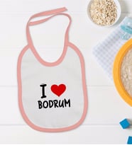 BK Kids I Love Bodrum Tasarımlı Pembe Bebek Mama Önlüğü - Model 1