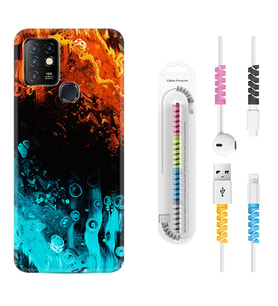 INFINIX Hot 8 9 10 11S Hot 10 Play 10T Kılıf Kablo Koruma Spiral Silikon Orange Blue Color 1665