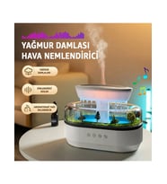 Yağmur Damlası Hava Nemlendirici Aromaterapi Difüzör Dinlendirici Sesler 7 Renk Rgb Sessiz Çalışma (Beyaz)