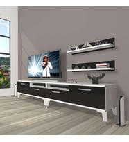 Decoraktiv Eko 220R Slm Silver Tv Ünitesi Tv Sehpası (Siyah - Beyaz)