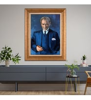 Altın Varaklı Çerçeveli Paspartulu Atatürk Tablo z5006 (Gold)