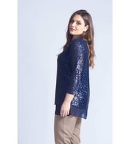 28034 Payet Büyük Beden Bluz Lacivert