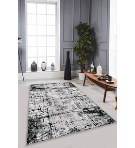 Siyah Modern Kaymaz Tabanlı Makinede Yıkanabilir Halı RV368 - 100 x 160 cm