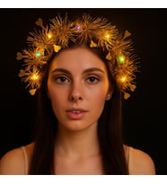 Püsküllü Gece Parıltısı 3 Modlu Led&Amp;#39;Li Işıklı Taç Altın Renk