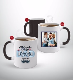 BK Gift Kişiye Özel Babalar Günü Hediyesi Fotoğraflı Sihirli Kupa Bardak-93 (Beyaz)