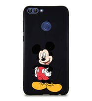 Huawei P Smart Soft Premier Kapak Mickey Mouse-E Tasarımlı Silikon Kılıf - Siyah (Şeffaf)