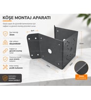 Nif Bilişim RB-135 Antrasit Duvar Köşe Kamera Montaj Ayağı Ptz Metal Korner Aparatı