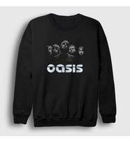 Presmono Unisex Siyah Band Oasis Sweatshirt 100068tt