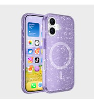 Lexroo iPhone 16 Plus Kılıf M-safe Şarj Özellikli Parlayan Simli Saydam Renkli Allstar Kılıf - Mor