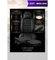 ibiza 2018 Koltuk ve Kılıf uyumlu Minder Lüks Yastık Siyah 2 Minder 2 Yastık