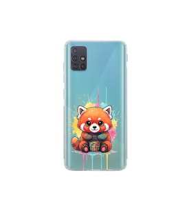 Samsung Galaxy A51 ile Uyumlu Splash Tilki Tasarımlı Şeffaf Silikon Kılıf