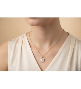 STİL İNCİSİ/ XUPING JEWELRY BAGET BÜYÜK ZİRKON TAŞLI KOLYE (Altın)